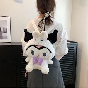 Kawaii estudiante blanco rosa peluche orejas de conejo mochila chica linda cremallera gran capacidad estudiante chica mochila