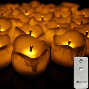 Candles Pack of 3 LED Tealight Halloween Plastic Candles With Remote Control Flameless Small Tear Drop Fake Pillar Electronic Wedding 230809
