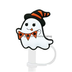 Drinking Straws Custom Halloween Sile St Toppers Accessories Er Charms Reusable Splash Proof Dust Plug Decorative 8Mm Party Drop Delivery H