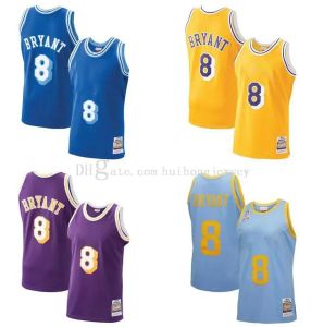 Özel Erkekler Kadın Gençlik Los Angeles'''Lakers''''''''''''''''''''''''''''LAT BRYANT BAŞLI MAMBA MITCHELL NESS 2008-09 Sarı Mavi Erkekler Dikişli Retro Özel Çocuk Gençlik