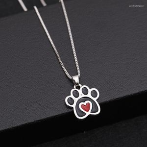 Collane con ciondolo Cuore rosso carino in girocollo nero con catenina per donne Collares femminili Amanti degli animali domestici