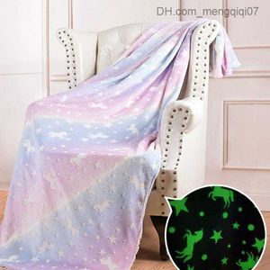 Blankets Swaddling Glow in the Dark Throw Blanket Premium Super Soft Warm and Comfortable Fur Blanket Unique Birthday Gift Z230809