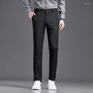 Męskie spodnie Ice Silk Casual High-end Business Spodni Letnie i cienkie modne zwężające się długie mężczyźni