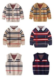 Pullover Boys Cardigan Płaszcz dla dzieci 26y Baby Girl Ubranie urocze paski bawełniany dzianina moda 3 kolorowy sweter 230809