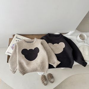 Cardigan 03y Boy Fashion Sweater Cleat Born Bird Girl Cartoon Bear Tops Tops Kids Autumn Winter Pullover Subters Toddler Clothers 230907