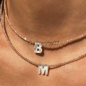 Pendant Necklaces Simulated Crystal Inital Necklace for Women Vintage Letter Name Pendant Adjustable Collars New Choker Stainless Steel Clasp J230809