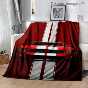 Filtar Swaddling 3D Mustang Car HD Ford GTR Filtar som används för familjens sovrum Beds Sofas Picknics Travel Office täcker barnfiltar Z230809