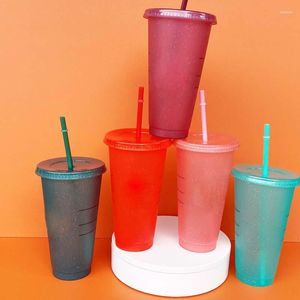 Mugs Star Dad Pp Thermochromic Cup And Cold Variant Plastic Color-changing Straw Coffee Tumbler With Logo