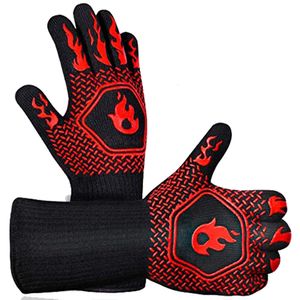 Oven Mitts BBQ Gloves High Temperature Resistance 500 800 Degrees Fireproof Barbecue Heat Insulation Microwave 230808