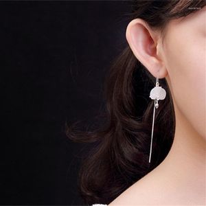 Baumelnde Ohrringe S925 Silber Nadel eingelegte weiße Jade Ohrlinie elegante Quaste lang für Frauen Luxusatmosphäre exquisiter Schmuck Geschenk