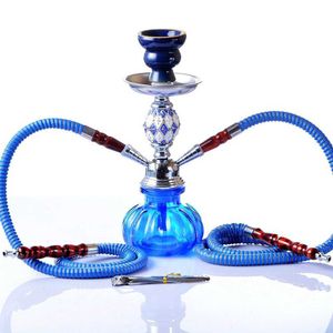 Shisha Hookah ustawił dwa wąż z ceramiczną miskę Sheesha Syntetyczna skóra 2 wąż metalowe węgiel drzewny Chicha Narguile Sheesha HKD230809