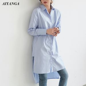 Women's Blouses Shirts Long Style Shirts For Women Casual Blouses Spring Turn-Down Collar Single-breasted Female Long Sleeve White Shirt 230808