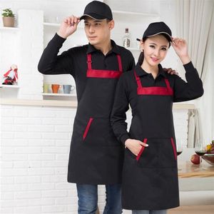 1PC Solid Cooking Kitchen Apron For Woman Men Chef Waiter Cafe Shop BBQ Hairdresser Aprons with Pockets Work Bibs Whole271G