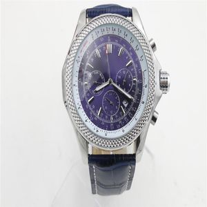 양질의 양질 1884 날짜 자동 기계 남성 시계 Leatcher Blue Dial Wristwatch Men 's Watche Buckle Six-Pin Multi-Functio2823