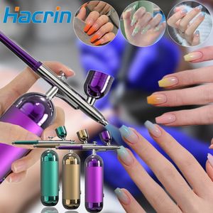 Airbrush Dövme Malzemeleri Airbrush Taşınabilir Hava Fırçası Kompresör Kiti Mini Nano Püskürtme Tabancası Tırnak Sanatı Manikür Makyaj Boya Dövmesi 230808