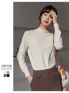 Women's Sweaters Half Turtleneck Sweater Autumn And Winter Loose Thick Long Sleeve Inner Bottoming White Top