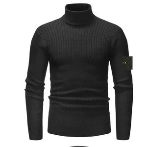 Giacca di pietra Tops maschile Autunno Slim Magi in forma calda Autumn Turtleneck Sighi Pullover Nero Pullover Black Magli di cotone Magi