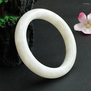 Pulseira de Jade Branco Grau A Feminino Pedra Preciosa de Cura Jóias Finas Genuíno Hetian Jades Nefrita Pulseiras de Pedra Natural