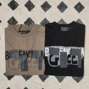 Maglietta firmata a maniche corte per uomo Donna Moda casual di alta qualità Versione Gu Counter Charge 11 Co Branded Paris Blgg Fronte e retro Lettera stampata Gender Free Cot