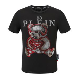 pleinxplein pp herrar t-shirts original design sommartröja plein t-shirt pp bomull rhinestone skjorta kort ärm 143 svart vit färg