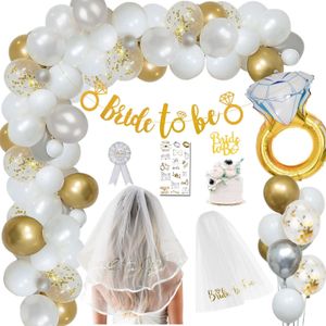 Other Event Party Supplies Bride to be Balloon Kit Bridal Shower Bachelorette Decorations White Gold Confetti Be Veil Badge Tattoo 230808