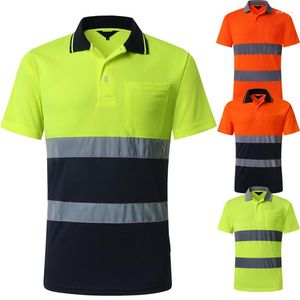 Men's T Shirts Hi Vis Short Sleeve Shirt Safety Reflective Polo Work For Men Construction Workwear