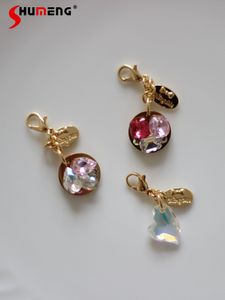 Nackband söta nyckelkedjor hänge japanska söta kawaii -tillbehör ensidig glittrande kosmetisk väska kristall kärlek blixtlås spänne 230808