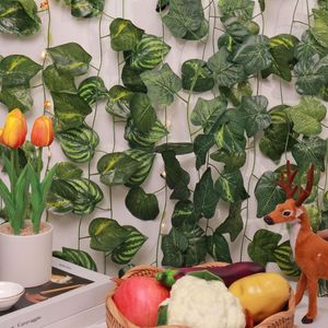 Decorative Flowers 5PCS 230cm Leaf Vine Artificial Hanging Plants Liana Silk Fake Ivy Leaves For Wall Green Garland Decoration Home Party