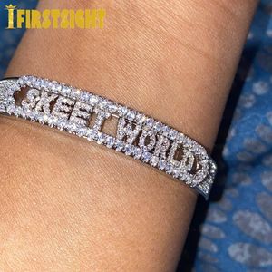 Charm Bracelets Silver Color 5A Cubic Zirconia CZ Mini Zircon 26 Initial DIY Name Letter Bracelet Slider Alphabet Diy Bangle Men Women Jewelry 230809