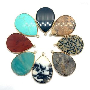 Pendant Necklaces Natural Stone Charm Water Drop Red Agate Crystal Flat Necklace Earrings Jewelry Bracelet Accessories