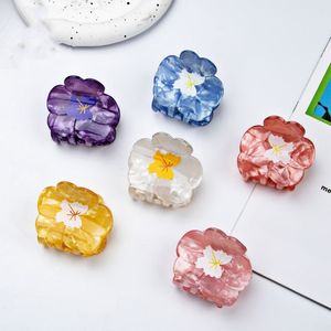 Nieregularny octany kwiat włosy pazur elegancki geometryczny patchwork France Style Sakura Hair Clip