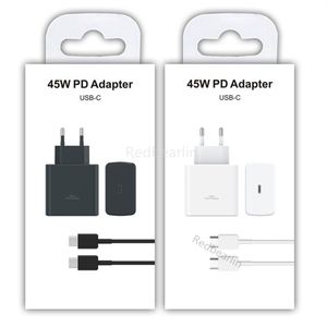 45W Super Fast Quick Charge PD USB-C Wall Charger Eu US Power Adatper 5A CC Cable For Samsung S20 S22 S23 Utral Note 20