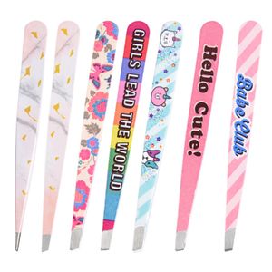 11 Styles Precision Eyebrow Tweezers Colorful Hair Removal Beauty Tool Stainless Steel Fine Hairs Puller Flat Slant Point Tip Eye Brow Clips Makeup E486