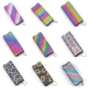 19 Färger Tie-Dyed Diamond Ficklight Keychains Electric Lighter Chocks Flash-Light Key Chain for Women's Outdoor Self Defense Keychain