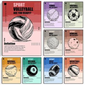 Baseball Football Basketball Golf Sport Ball Palan malowanie sztuki piłki anime plakaty ścienne sztuka drukują zdjęcia do salonu sport