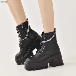 2023 heißer Verkauf Frauen Plattform Schuhe Einfarbig Gothic Schnalle Leder Womans Creeper Punk Schuhe Weibliche Schwarz Knöchel Kurze Stiefel l230704