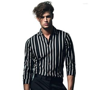 Camicie casual da uomo 2023 Camicia trendy a righe da uomo Chemise Homme a maniche lunghe da uomo di alta qualità