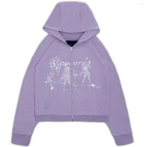 Женские куртки Y2K Zip Up Hoodie Hip Hop 2023 Мужчины Женщины с длинным рукавом.