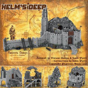 Outros Brinquedos Filme Famoso Helm Scene Deep UCS Scale Model Moc Building Blocks Ultimate Collector Series DIY Assembling Bricks Gift 230809