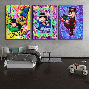 Modern Abstract Game Pintura em tela FALLING ON MONEY Monopoly Game Posters Prints Wall Art Picture Living Game Room Decoration Home Wo6