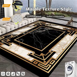 Tappeto grande in stile europeo per soggiorno Decorazione di lusso in oro Tappeto per camera da letto Tappeto lavabile in marmo antiscivolo Alfombra Tatami Mat HKD230809