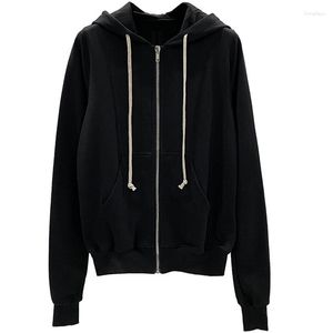 Men's Hoodies Gothic Black Zipper Cardigan Hooded Long Sleeved Sweatshirts Men And Women Oversized Loose Jacket Hip Hop Coat