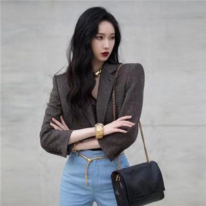 Womens Jackets All Season Fashion Office Women Notched Full Sleeve Open Stitch Brown Vintage Casual Blazer Jacket 230808