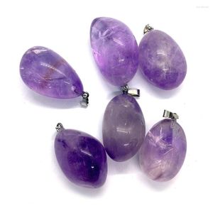 Pendant Necklaces Natural Stone Irregular Drop Shape Amethyst 35-50mm Charm Fashion Jewelry Making DIY Necklace Earrings Accessories 1Pcs