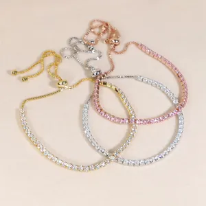 Nuovo designer 3mm Misura regolabile Slider Link Catena da tennis Nappe Bracciale Hip Hop Donna Uomo Iced Out Pavimentato Bling Bianco Rosa Cubic Zirconia Gioielli regalo