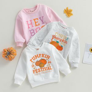 Hoodies Sweatshirts 2023 Fashion Children Kids Boys Girls Halloween Clothes Letter Pumpkin Print Casual Long Sleeve Tops Outwear 230808