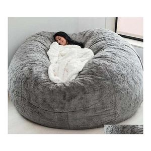 椅子はers 135150cm nt fur bean bag er vig Round Soft Fluffy Faux Beag Lazy Sofachair Drop Drearting Home Garden Textiles SAS1826