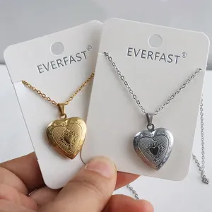 Everfast 10pc/Lot 20mm Graverad blommathjärta med rostfritt stål hängen charms flytande fotoram halsband Öppnande minnessmycken gåva för kvinnor barn