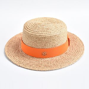 Letnie czapki dla kobiet Nowe naturalne słomki słoneczne wstążki Bowknot Ladies Flat Top Travel Beach Hat