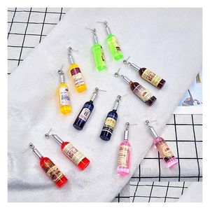 Dangle Chandelier Personalized Simation Red Wine Bottle Earrings For Women Korean Version Funny Bar Night Club Hip Hop Jewelry Gift Dhxzk